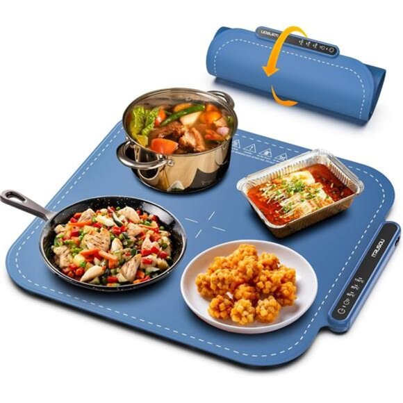 Electric Warming Tray for Pizza Dishes and More - Adjustable Temperature